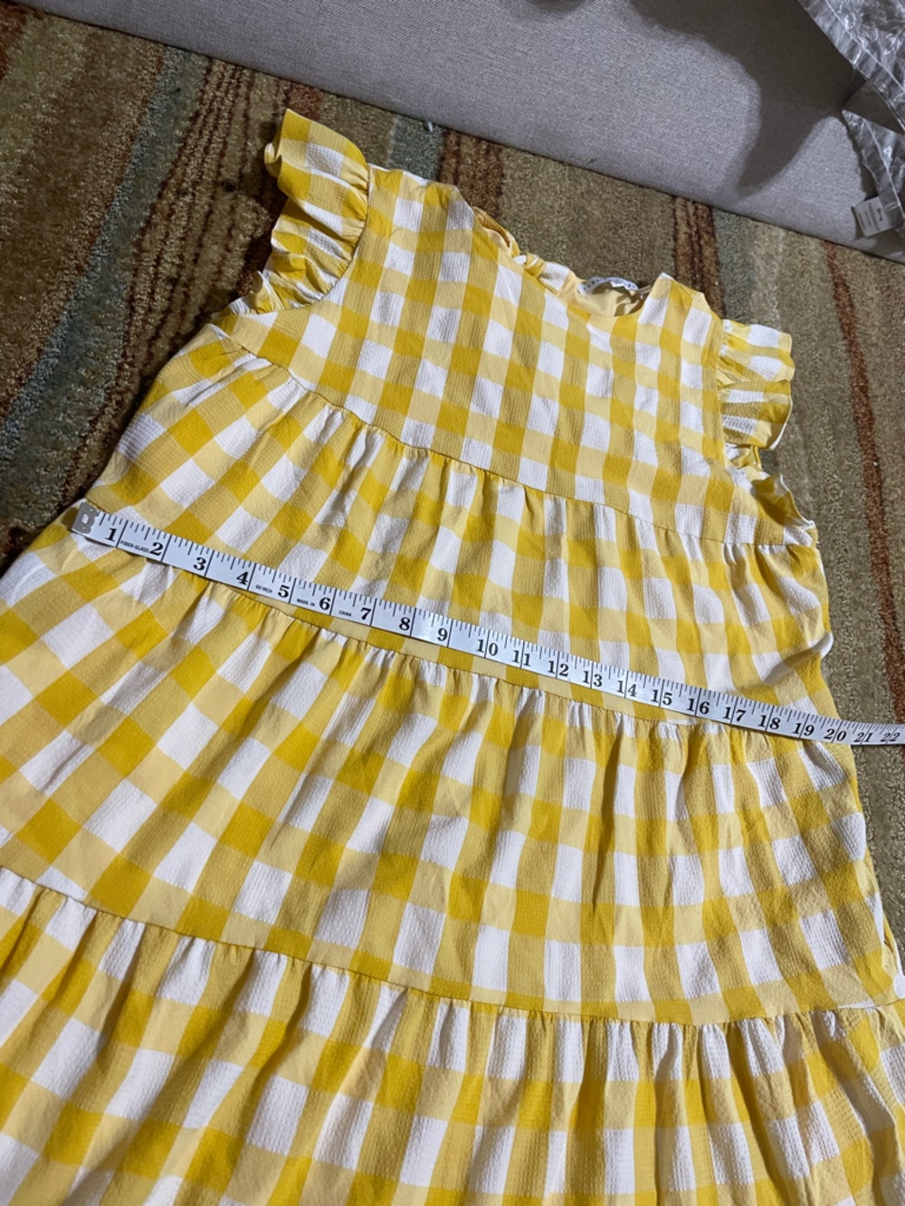 English Factory Sweet gingham yellow tiered baby doll maxi dress size M - Picture 12 of 16